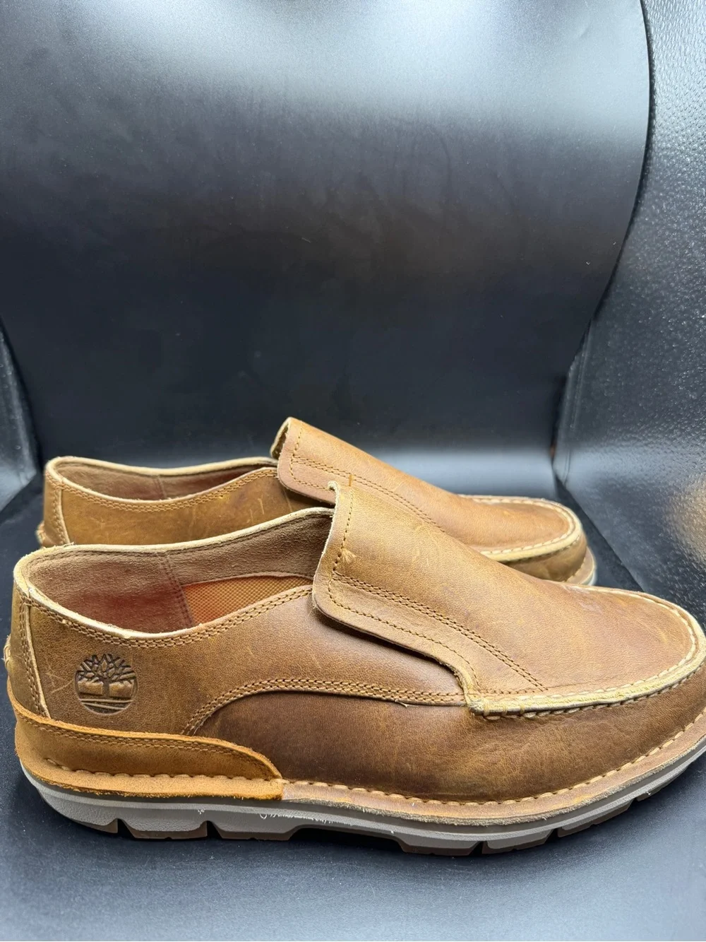 Timberland Men's Tan Brown Leather Slip-On Loafers